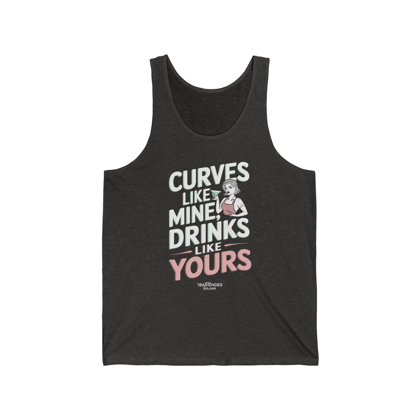 "Curves like mine drinks like yours" Men’s Bartender Tank Top