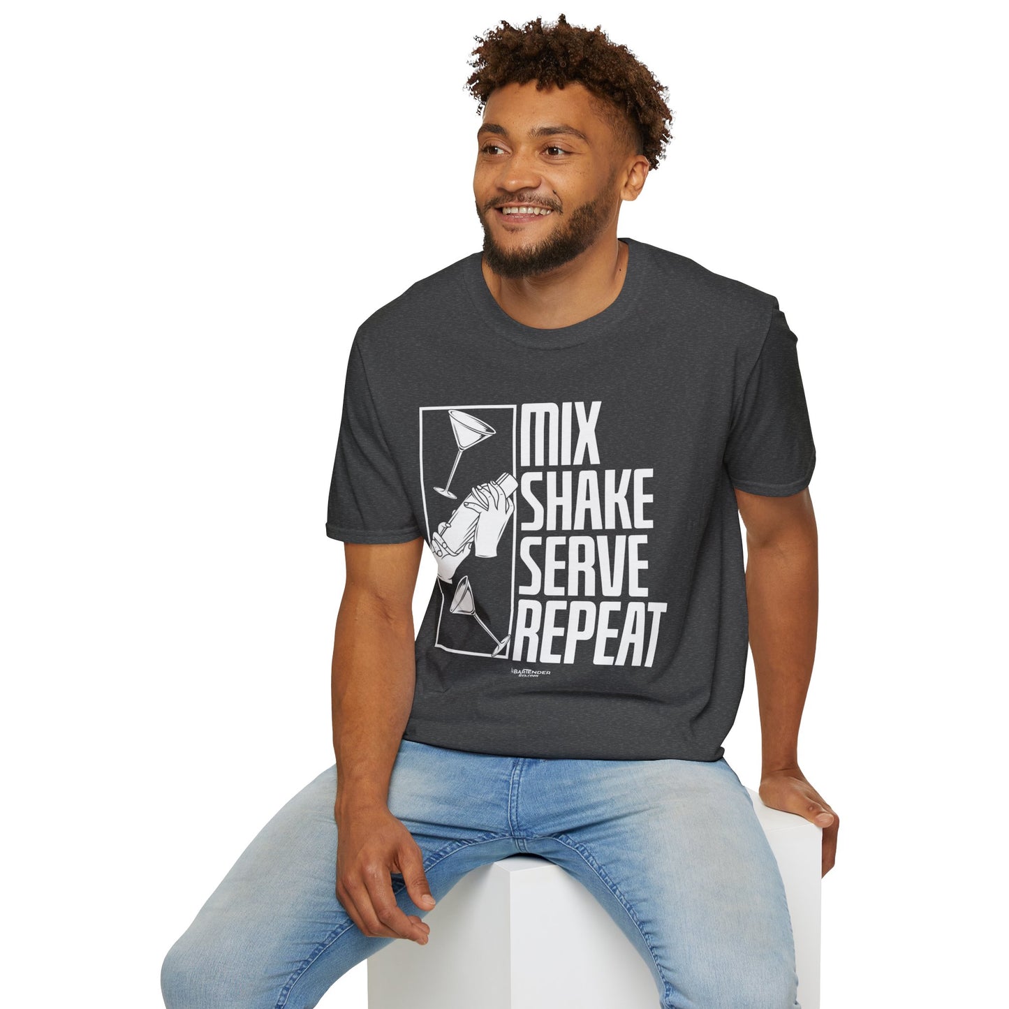 "Mix Shake Serve Repeat" Men's Bartender Tee