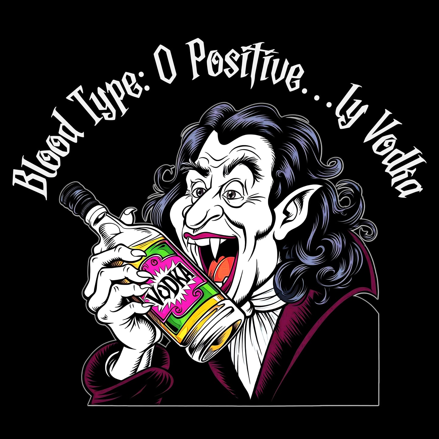 "Blood Type: O Positive...ly Vodka" Halloween Bartender Tee
