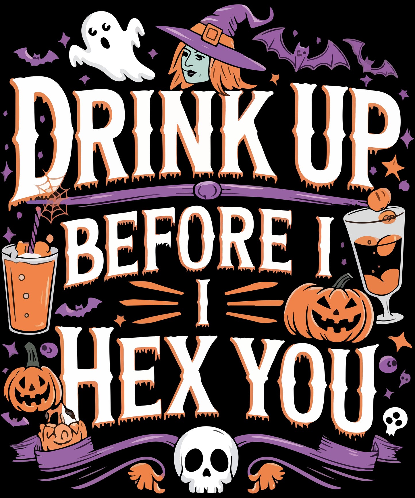 "Drink Up Before I Hex You" Halloween Bartender Tee