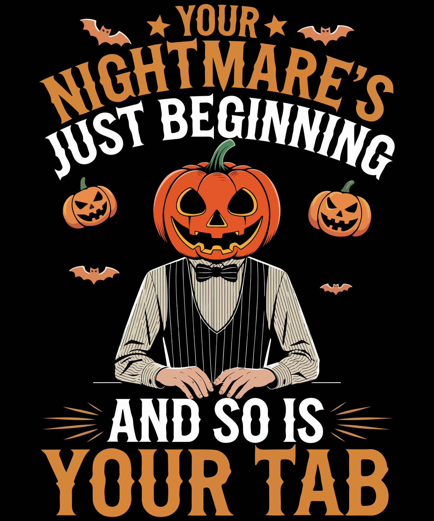 "Your Nightmare's Just Beginning, And So Is Your Tab" Halloween Bartender Tee