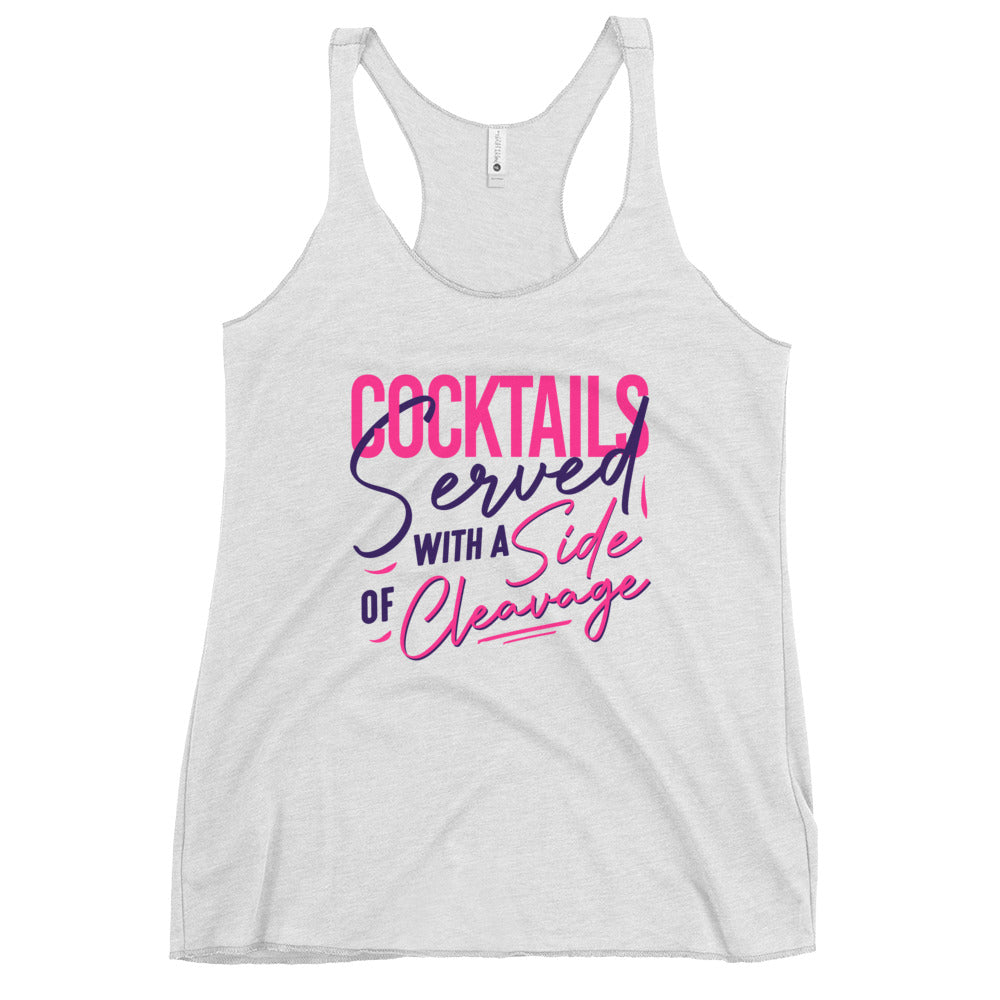 "Cocktails Served with a Side of Cleavage" Women's Bartender Tank