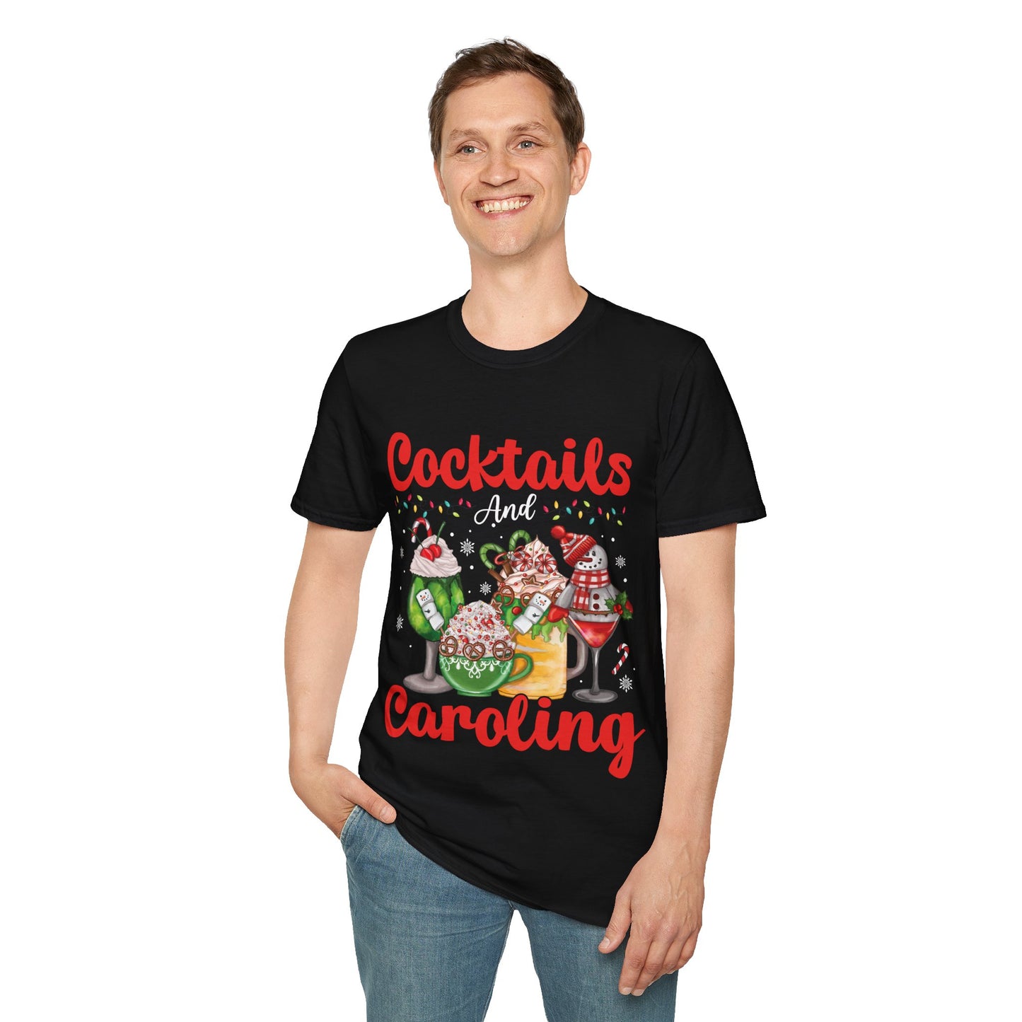 "Cocktails and Caroling" Unisex Softstyle T-Shirt