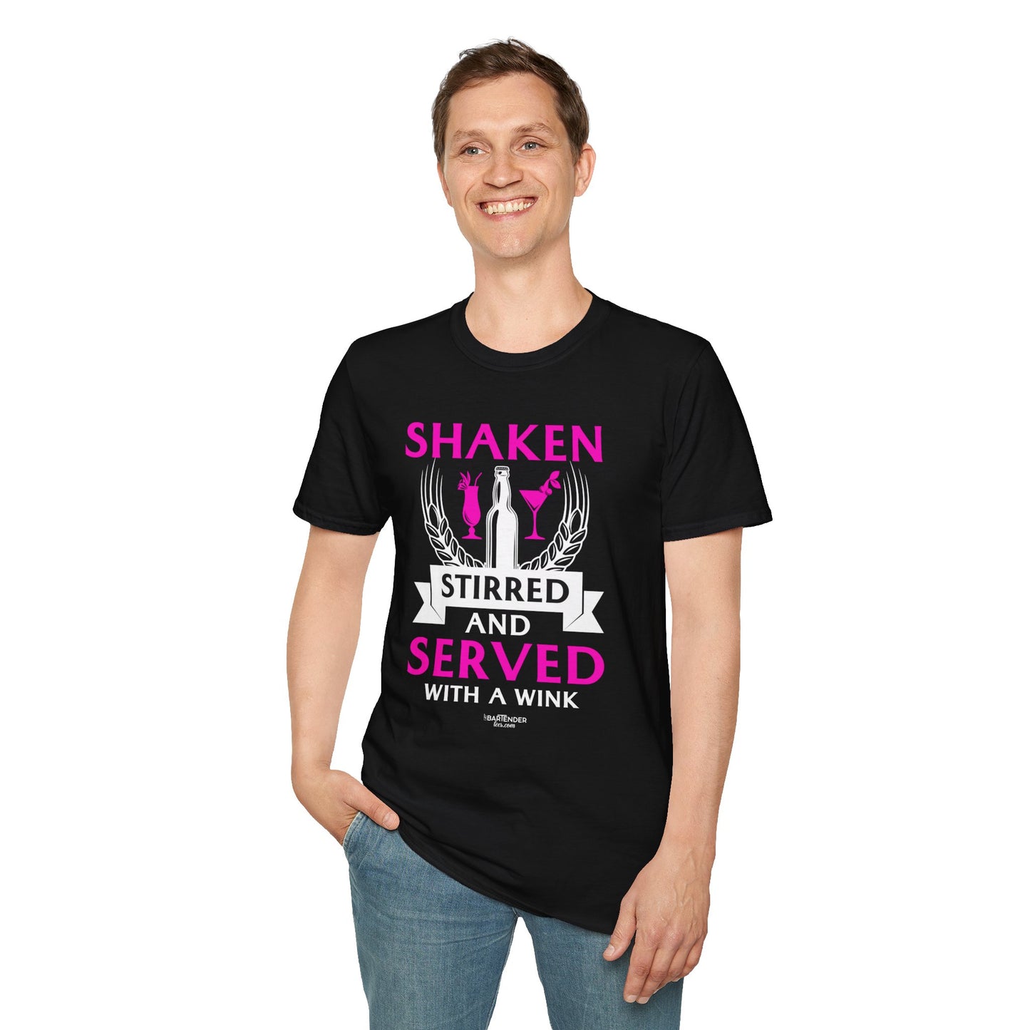 "Shaken, Stirred, and Served with a Wink" Unisex Softstyle T-Shirt