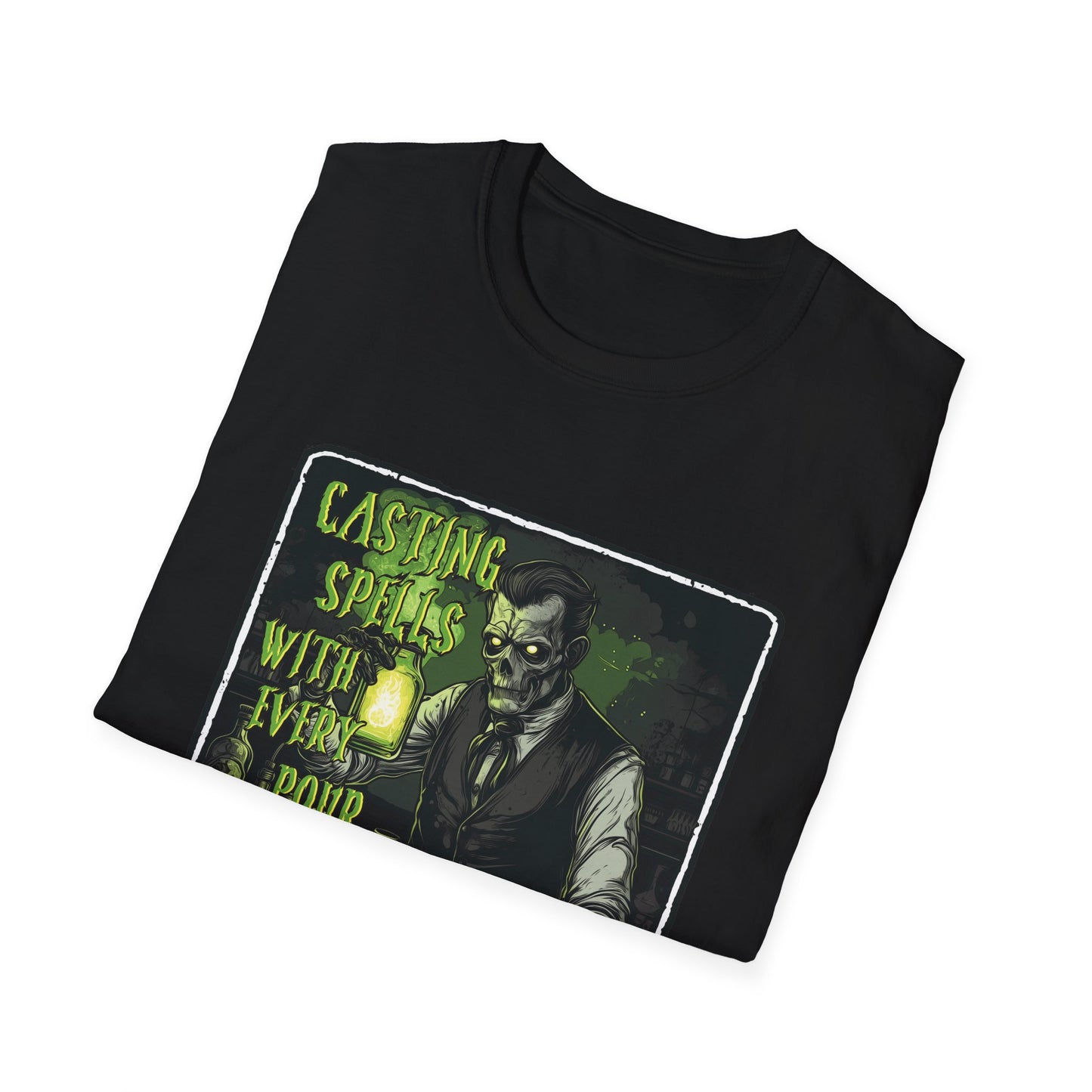 "Casting Spells with Every Pour, Serving Magic by the Glass" Softstyle T-Shirt