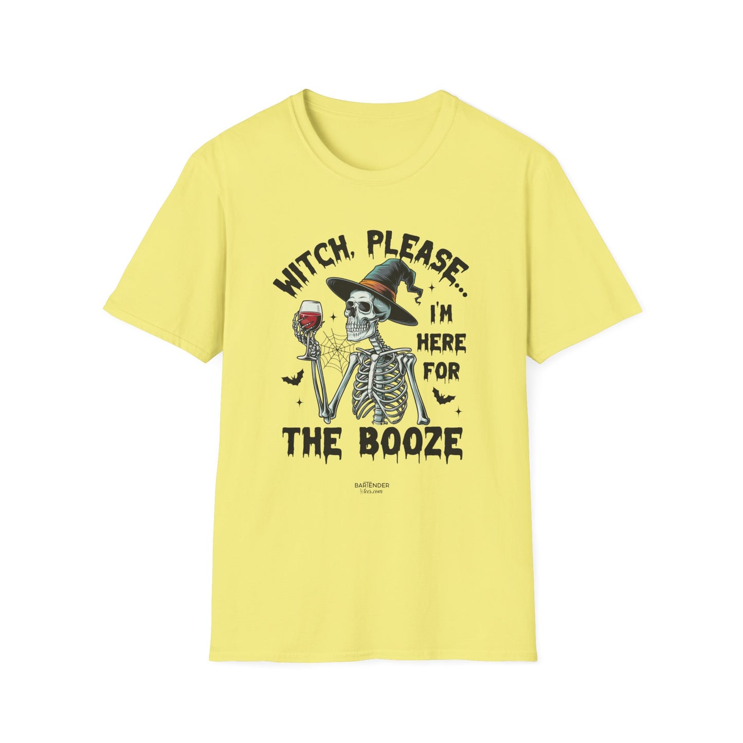 "Witch, Please... I'm Here for the Booze" Softstyle Unisex Halloween T-Shirt