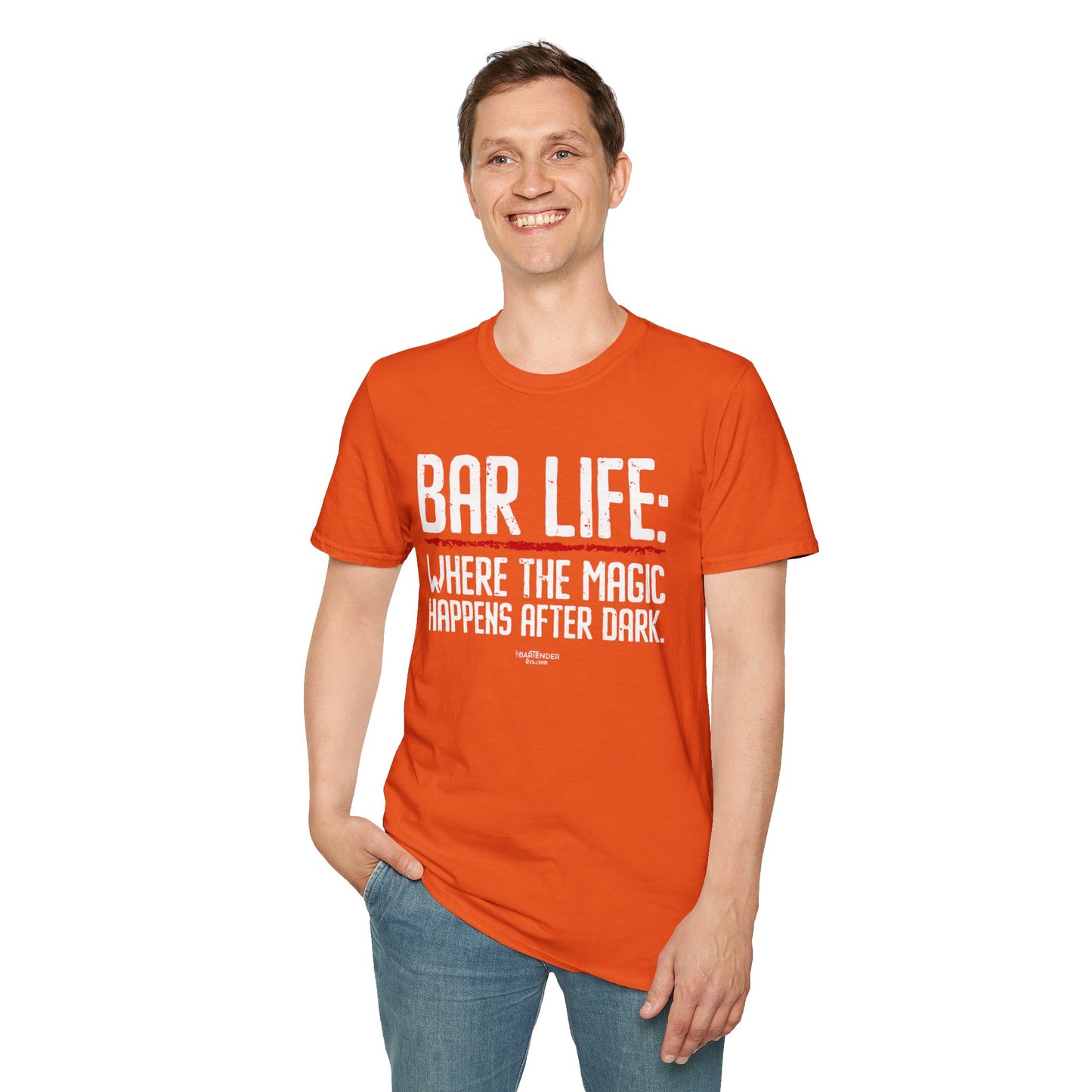 "Bar Life Where the Magic Happens After Dark" Men's Bartender Tee