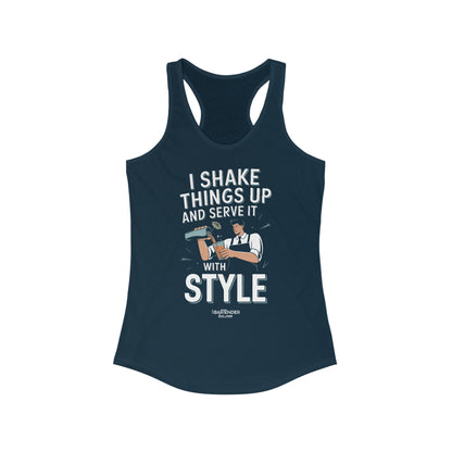 "I shake things up and serve with style" Women's Bartender Tank Tops