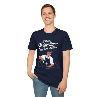 "I Pour Perfection – One Drink at a Time" Bartender T-shirt