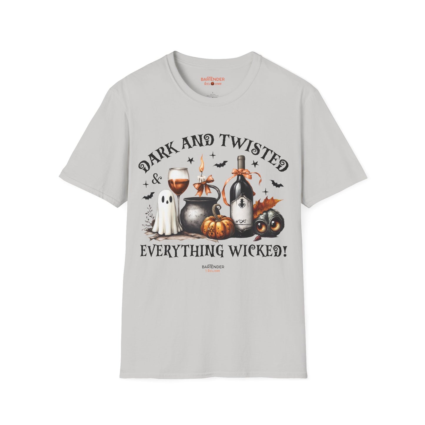 "Dark and Twisted and Everything Wicked" Halloween Bartender Softstyle T-Shirt