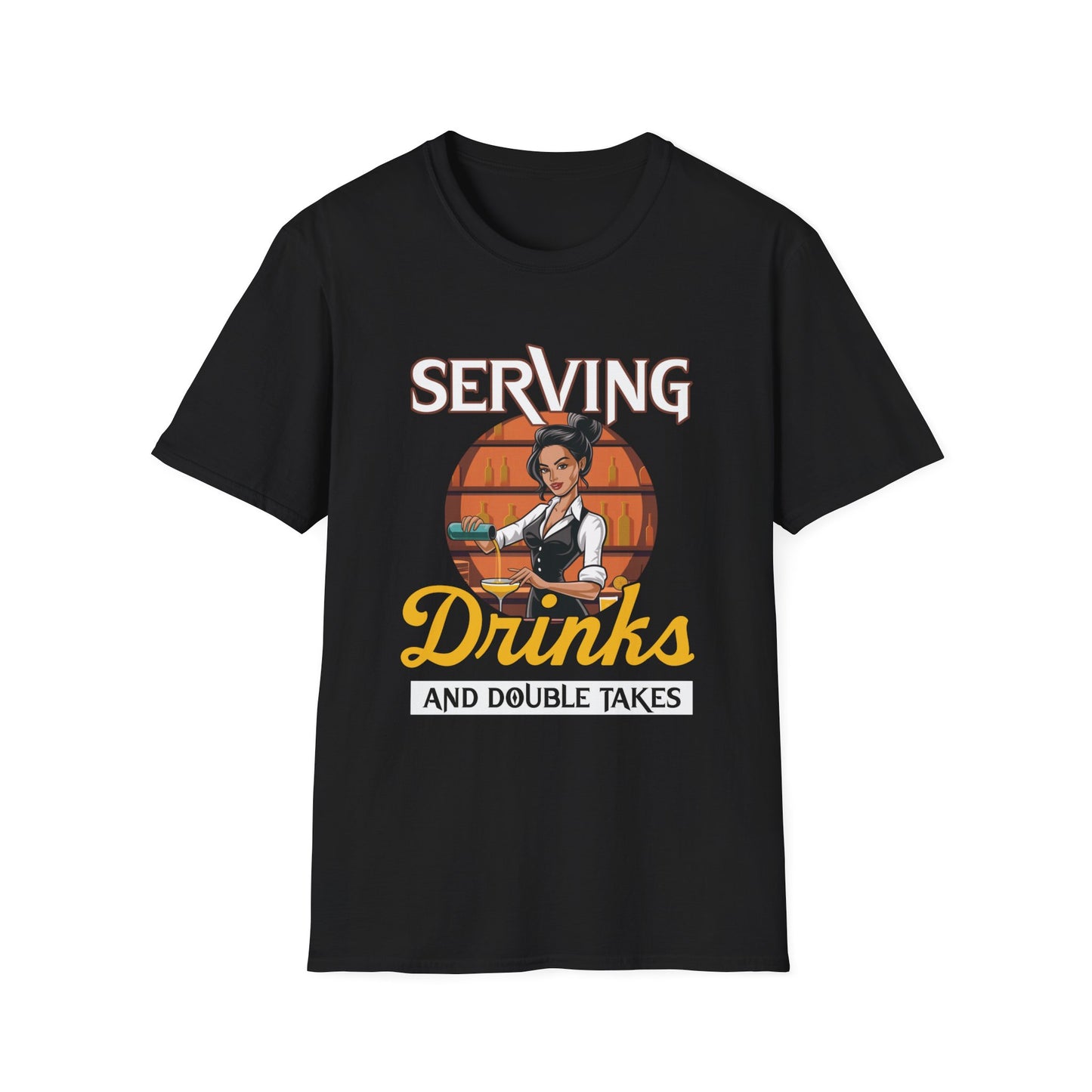 "Serving Drinks and Double Takes" Softstyle T-Shirt