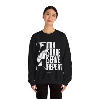 "Mix shake serve repeat" Bartender Sweatshirt