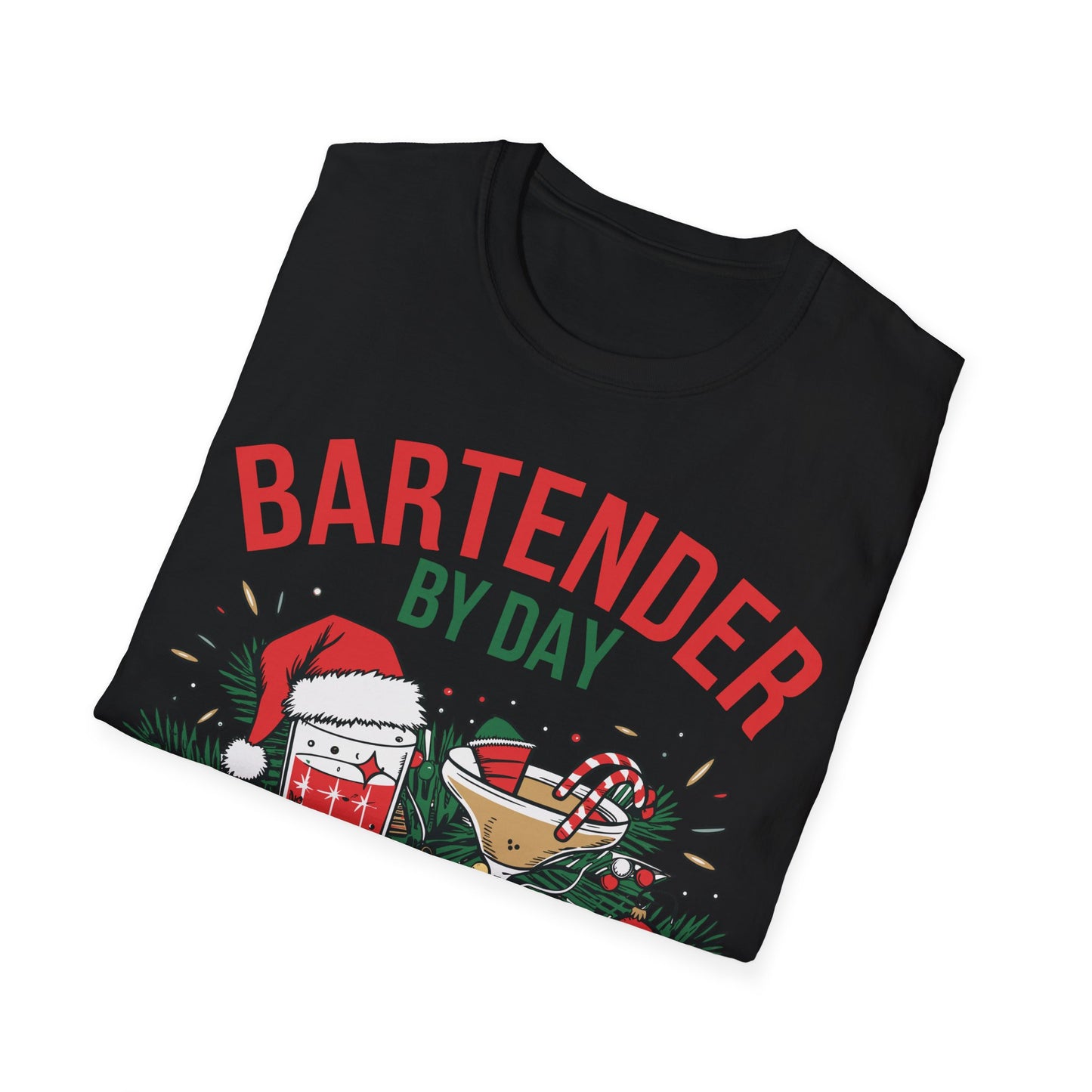 "Bartender by Day, Christmas Hero by Night" Unisex Softstyle T-Shirt