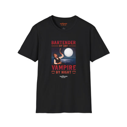 "Bartender by Day Vampire by Night" Halloween Bartender Softstyle T-Shirt