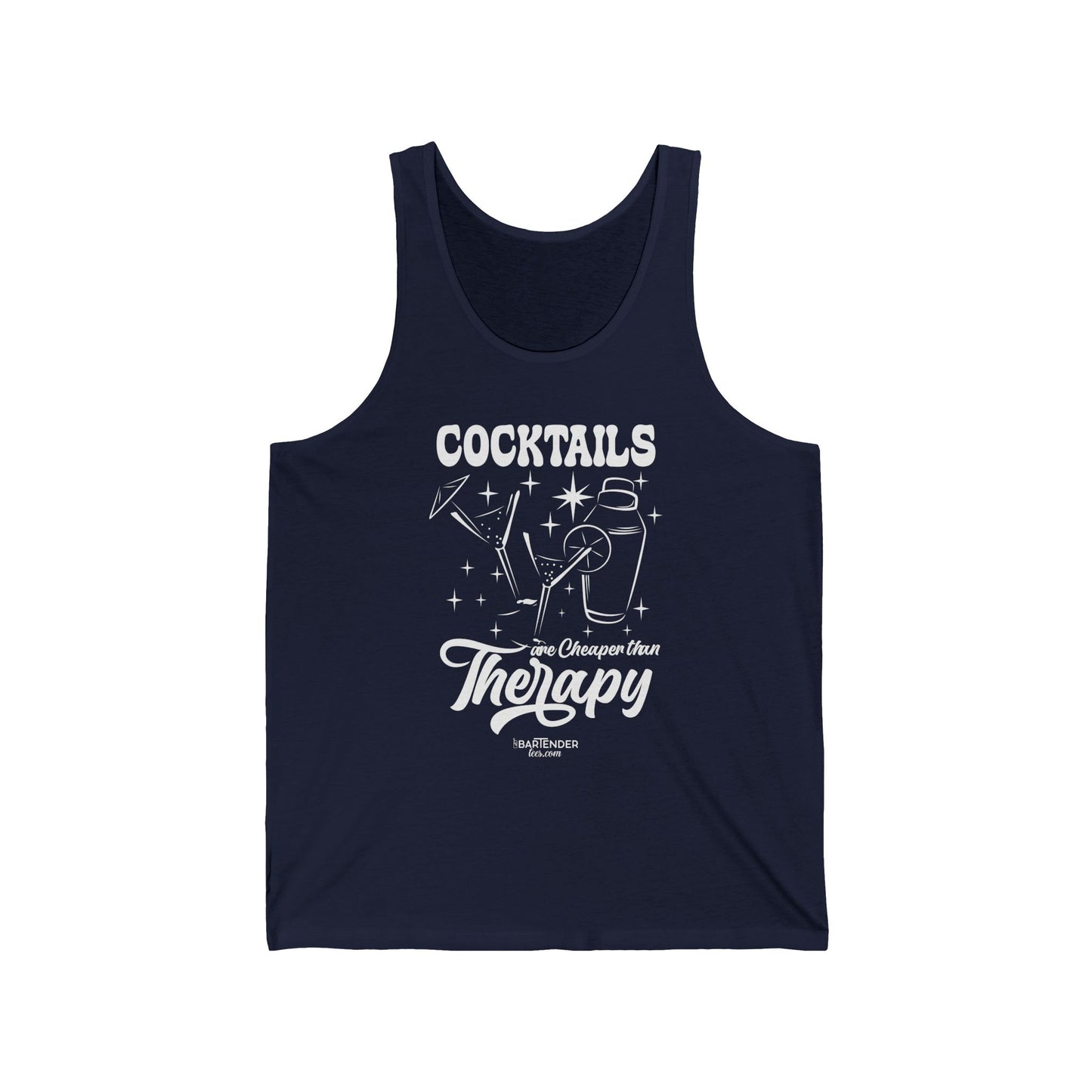 "Cocktails are cheaper than therapy" Men’s Bartender Tank Top