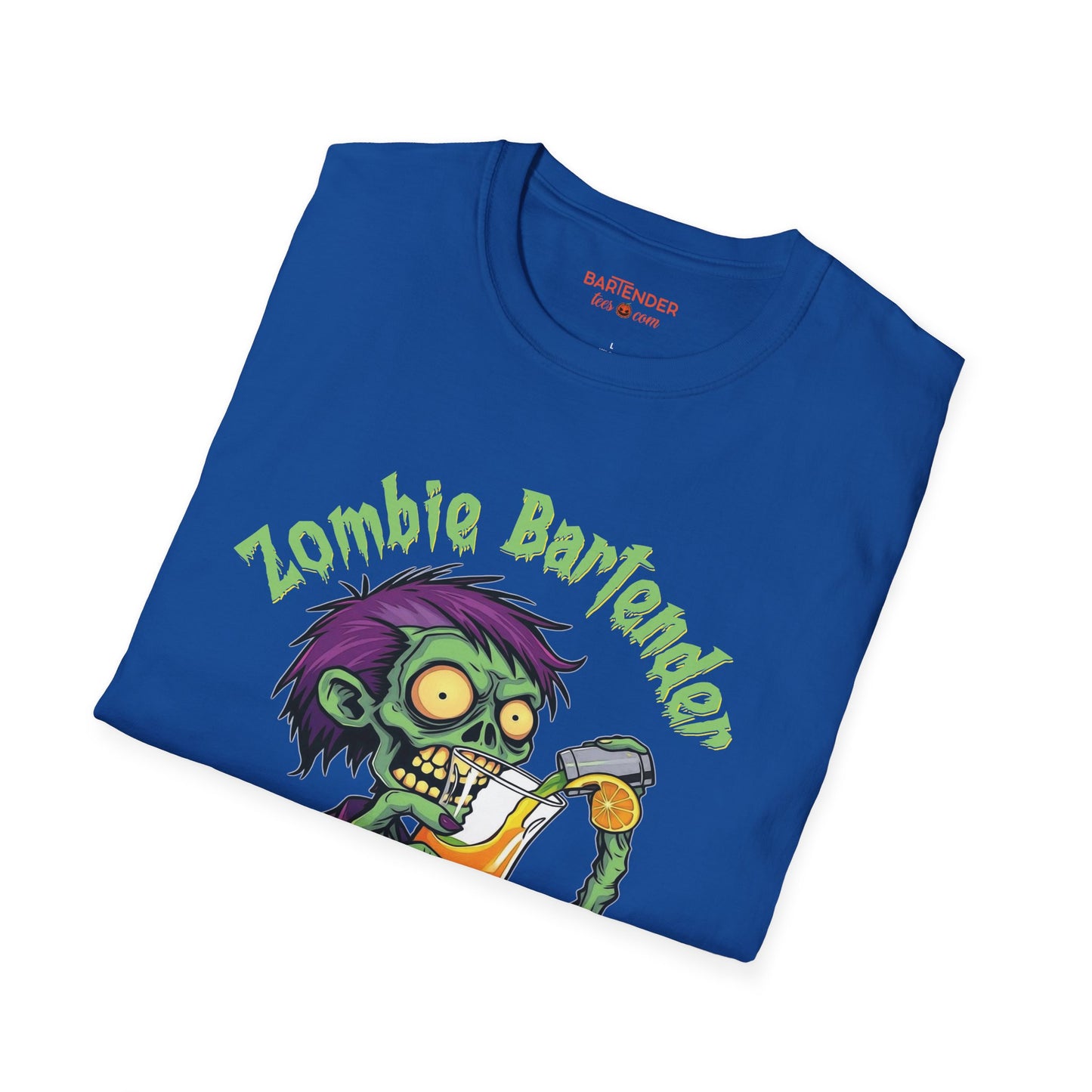 "Zombie Bartender Just Add Booze" Halloween Bartender Softstyle T-Shirt