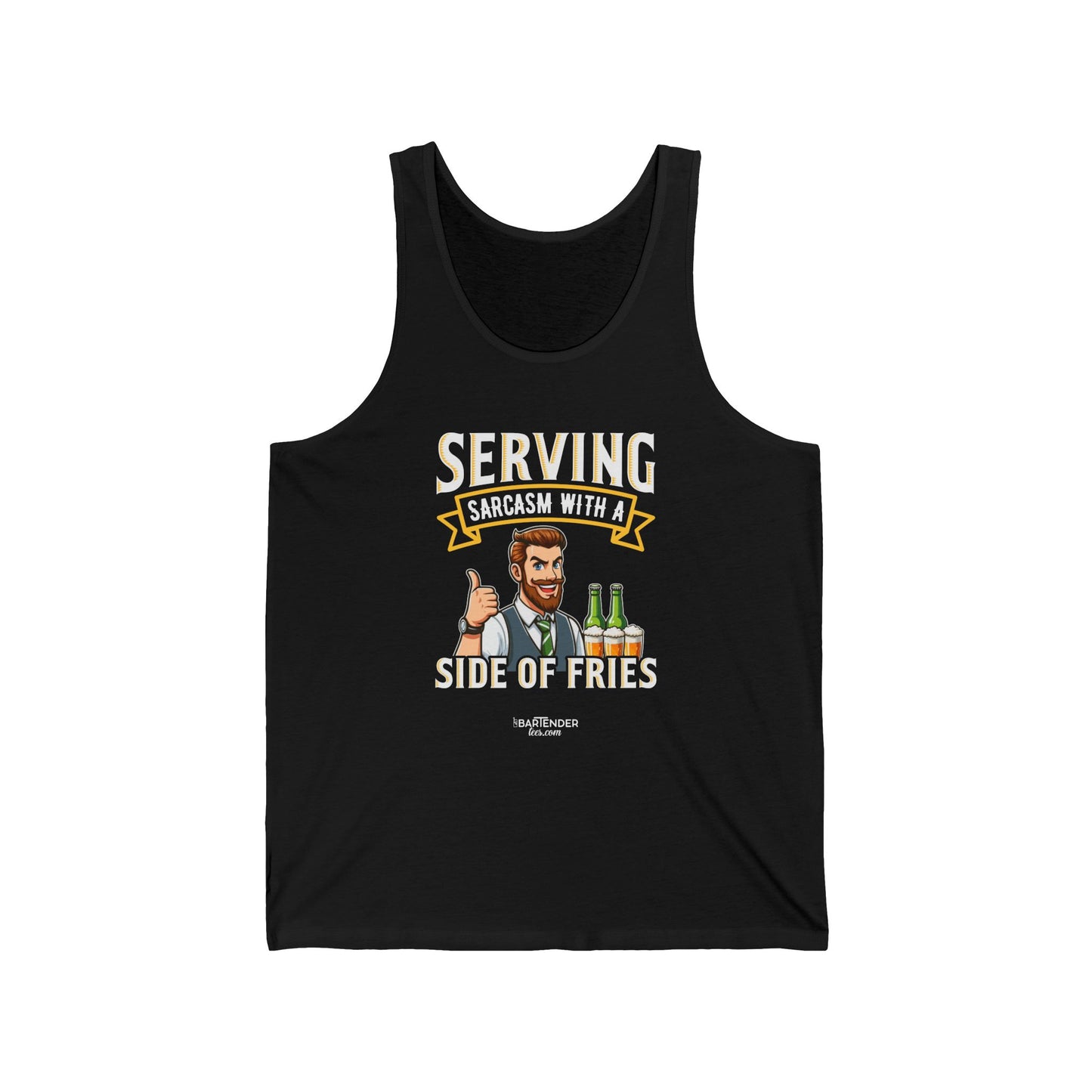 "Serving sarcasm with a serving of fries" Men’s Bartender Tank Top