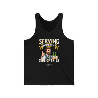 "Serving sarcasm with a serving of fries" Men’s Bartender Tank Top