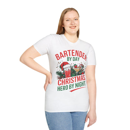 "Bartender by Day, Christmas Hero by Night" Unisex Softstyle T-Shirt