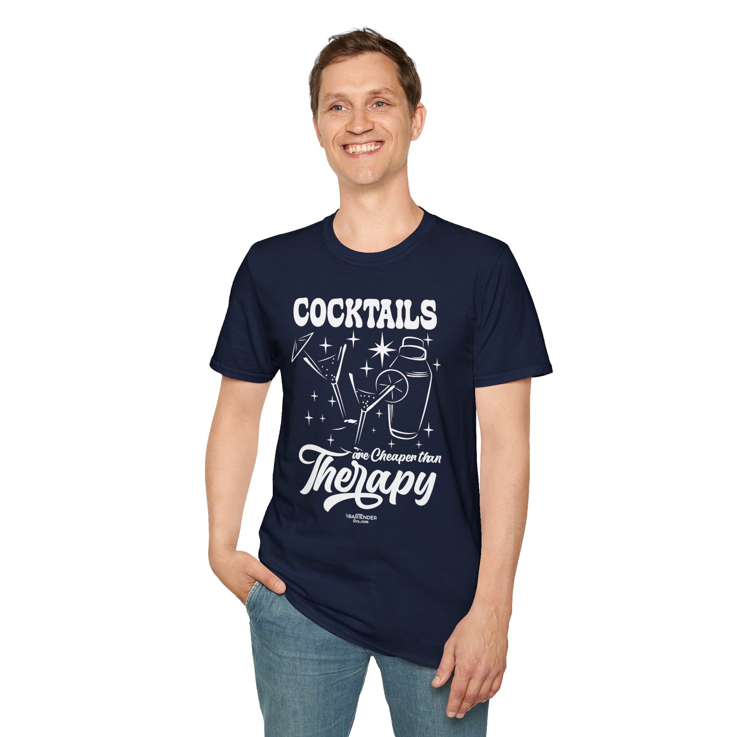 "Cocktails are Cheaper than Therapy" Men's Bartender Tee