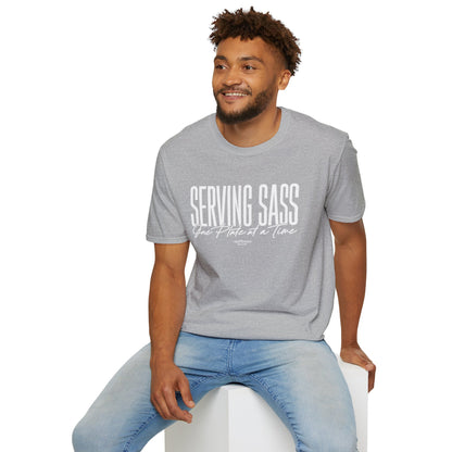 Serving Sass One Plate at a Time" Men's Bartender Tee