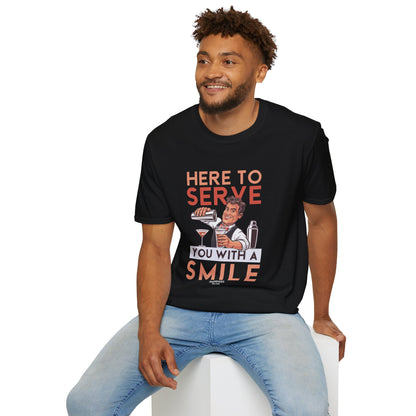 "Here to Serve You with a Smile" Men's Bartender Tee