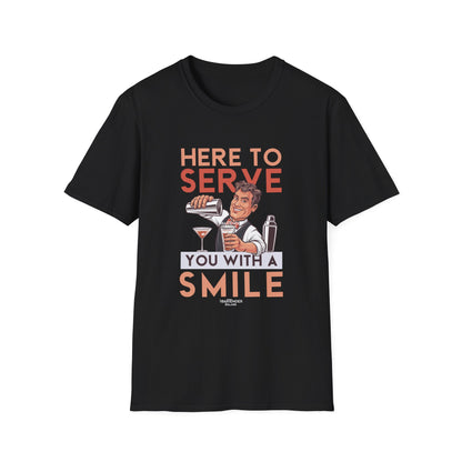 "Here to Serve You with a Smile" Men's Bartender Tee