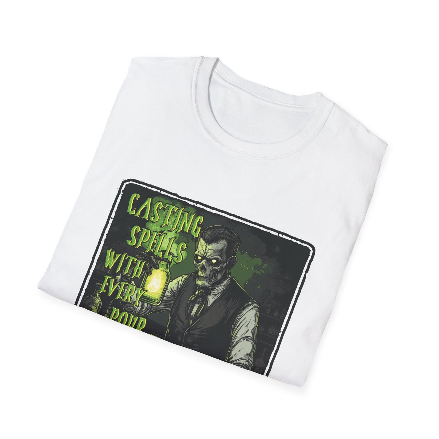 "Casting Spells with Every Pour, Serving Magic by the Glass" Softstyle T-Shirt