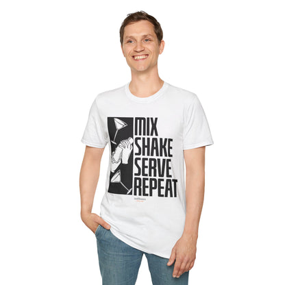 "Mix Shake Serve Repeat" Men's Bartender Tee