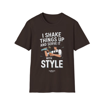 "I shake things up and serve with style" Men's Bartender Softstyle T-Shirt