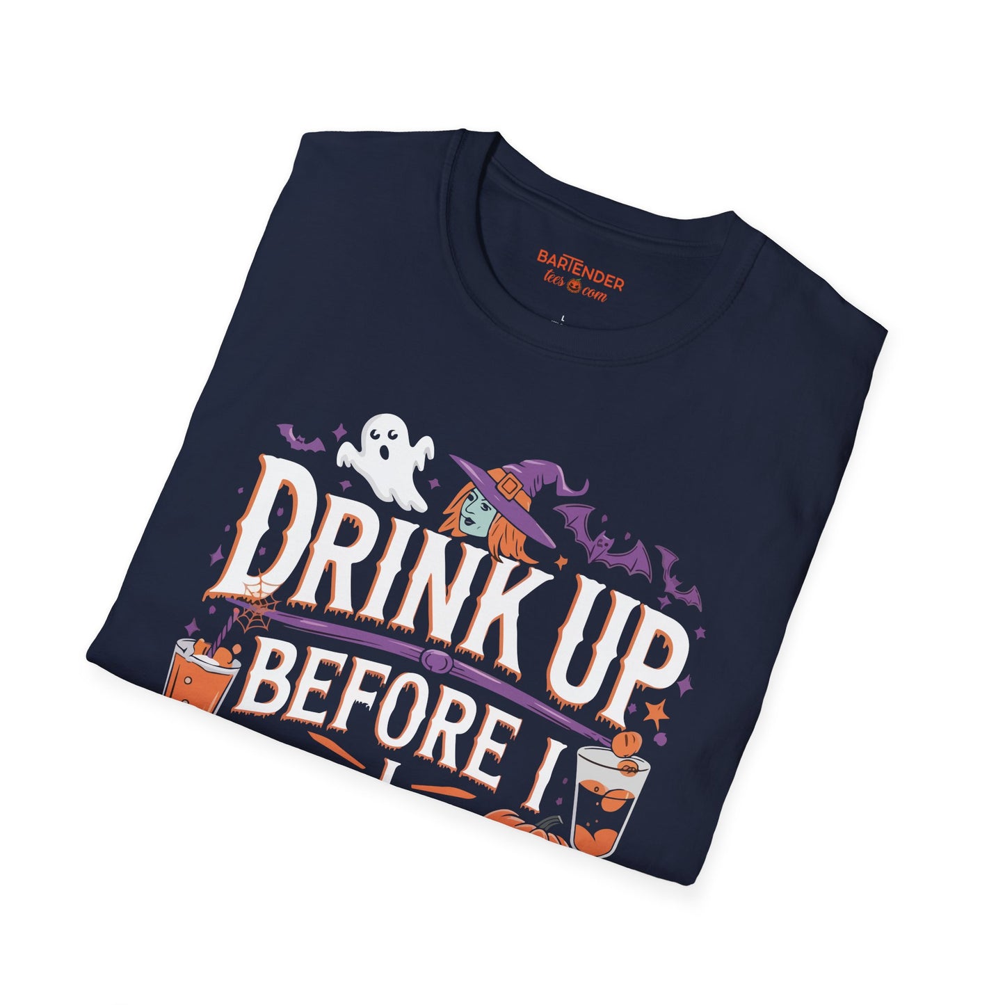 "Drink up Before I hex You" Halloween Bartender Softstyle T-Shirt