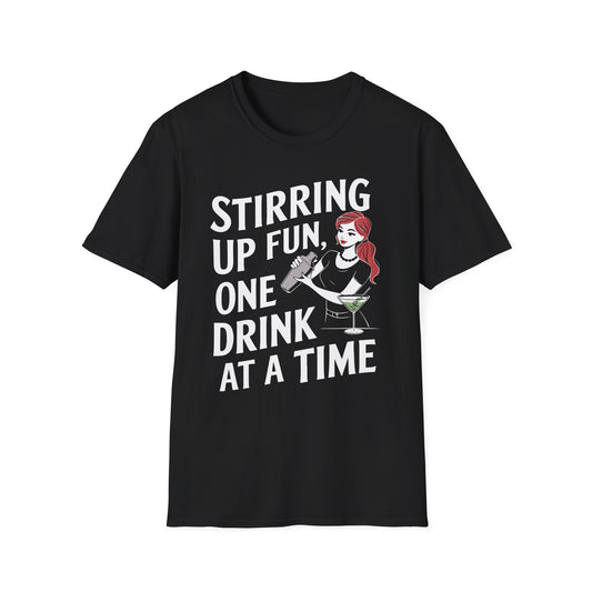 "Stirring Up Fun, One Drink at a Time" Softstyle T-Shirt