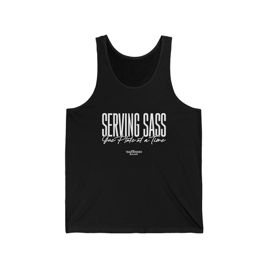 "Serving sass one plate at a time" Men’s Bartender Tank Top