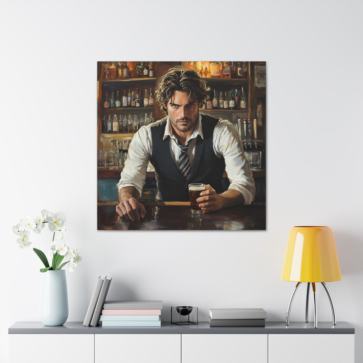 "The Bartender's Gaze" Canvas Art