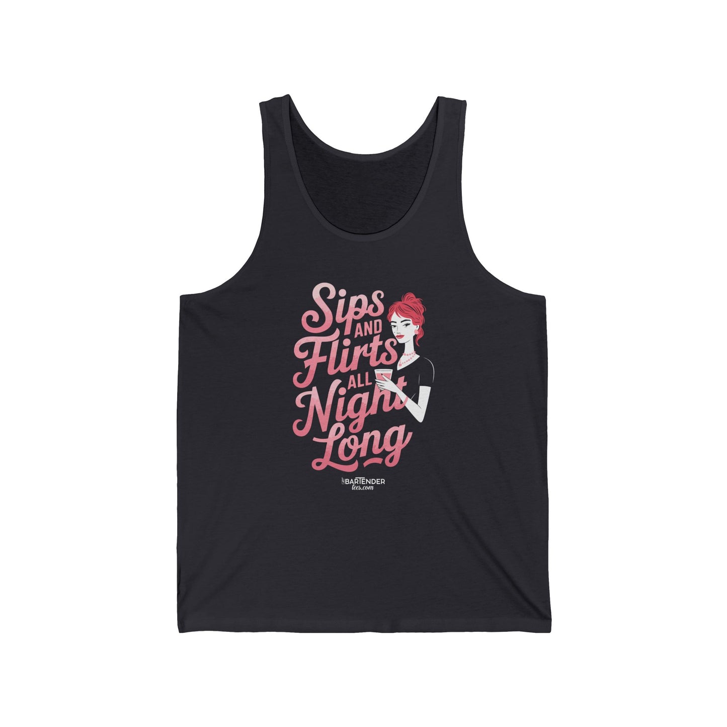 "Sips and flirts all night long" Men’s Bartender Tank Top