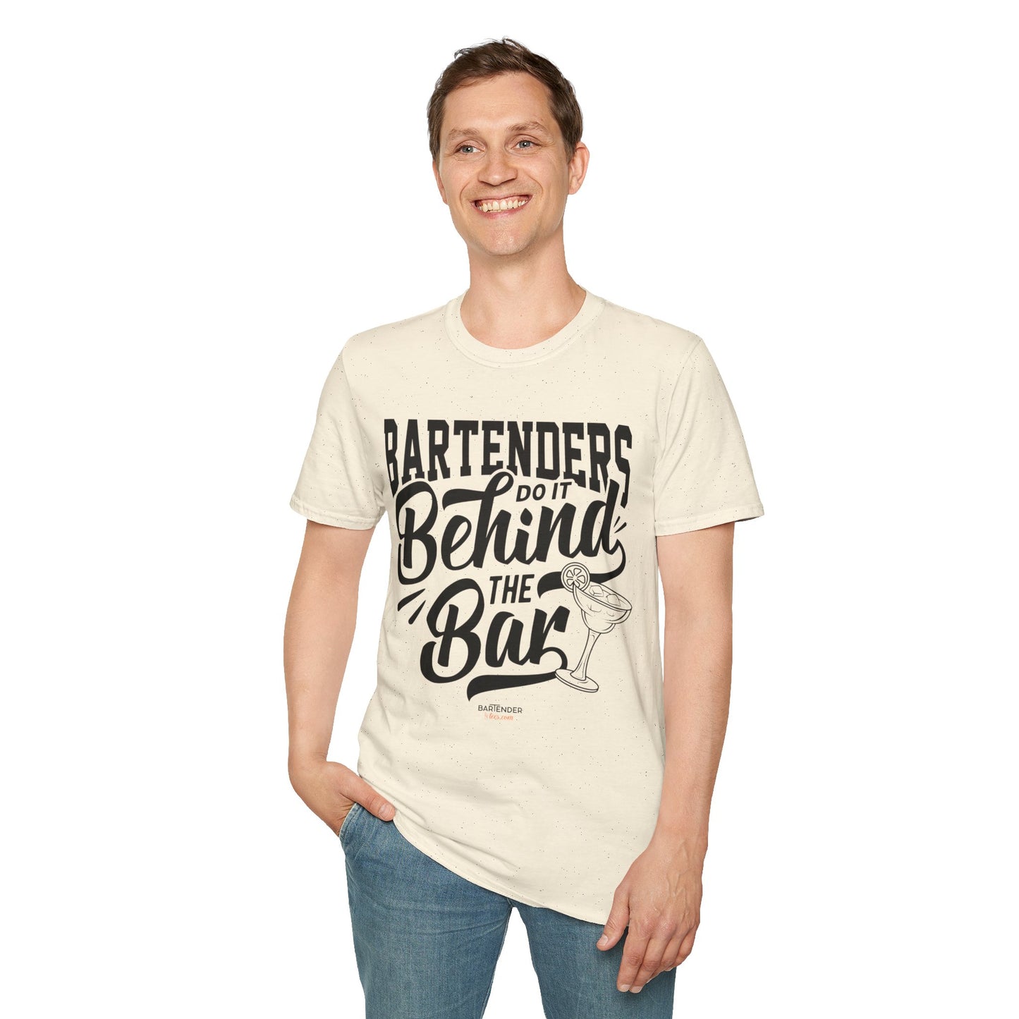 "Bartenders do it Behind the Bar" Men's Bartender Tee