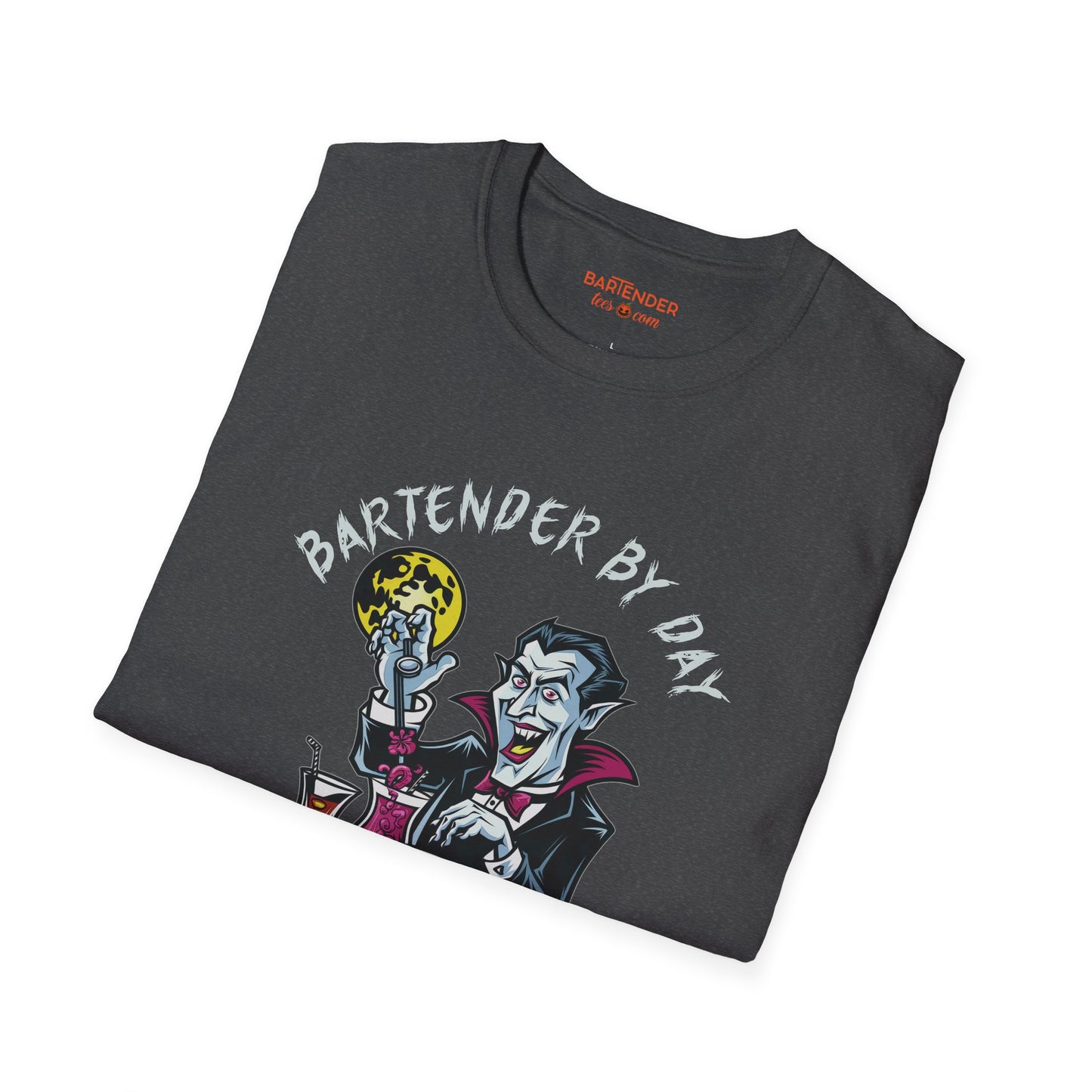 "Bartender by Day Vampire by Night" Halloween Bartender Softstyle T-Shirt