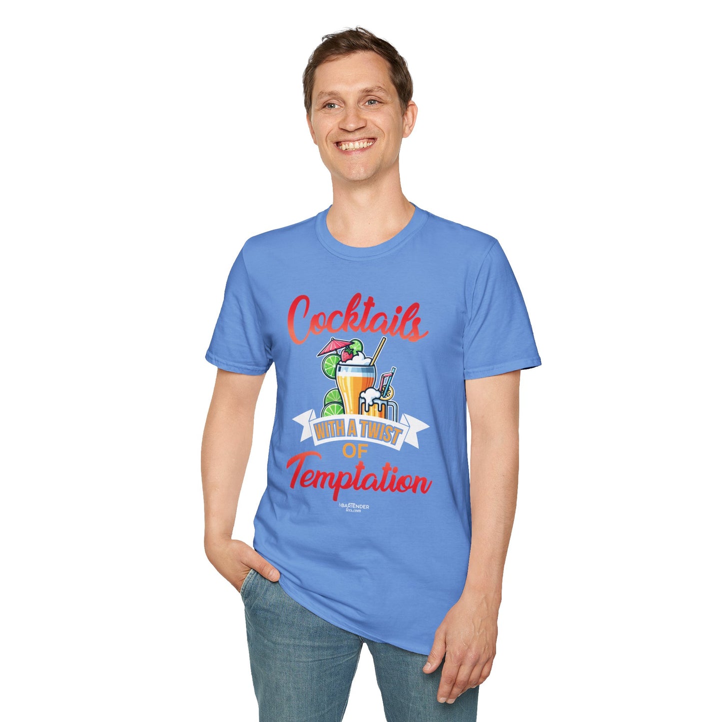 "Cocktails with a Twist of Temptation" Bartender T-shirt