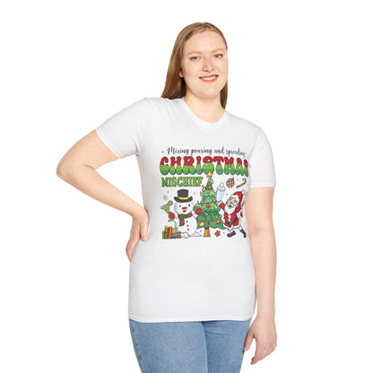 "Mixing, Pouring, and Spreading Christmas Mischief" Unisex Softstyle T-Shirt