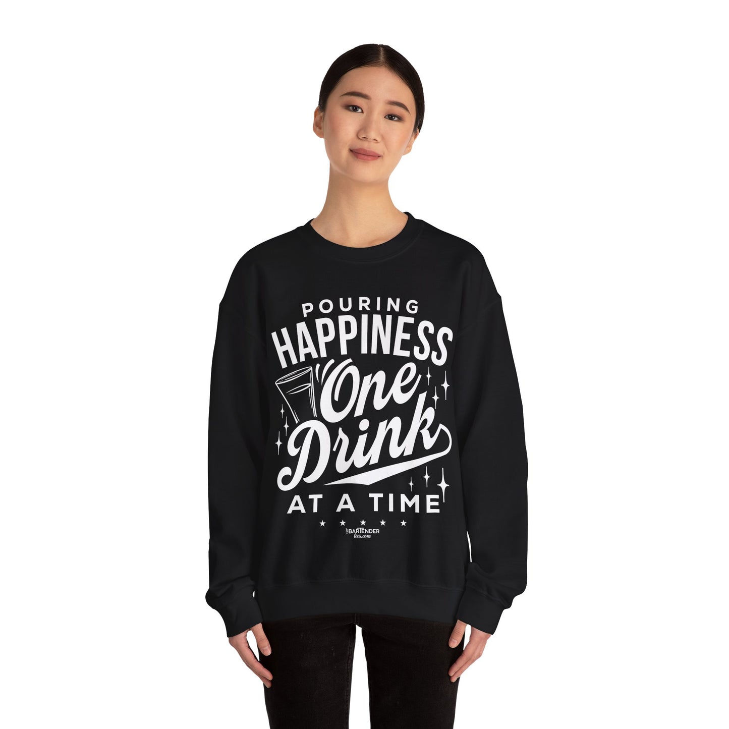 "Pouring happiness one drink at a time" Bartender Sweatshirt