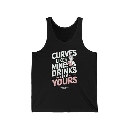 "Curves like mine drinks like yours" Men’s Bartender Tank Top