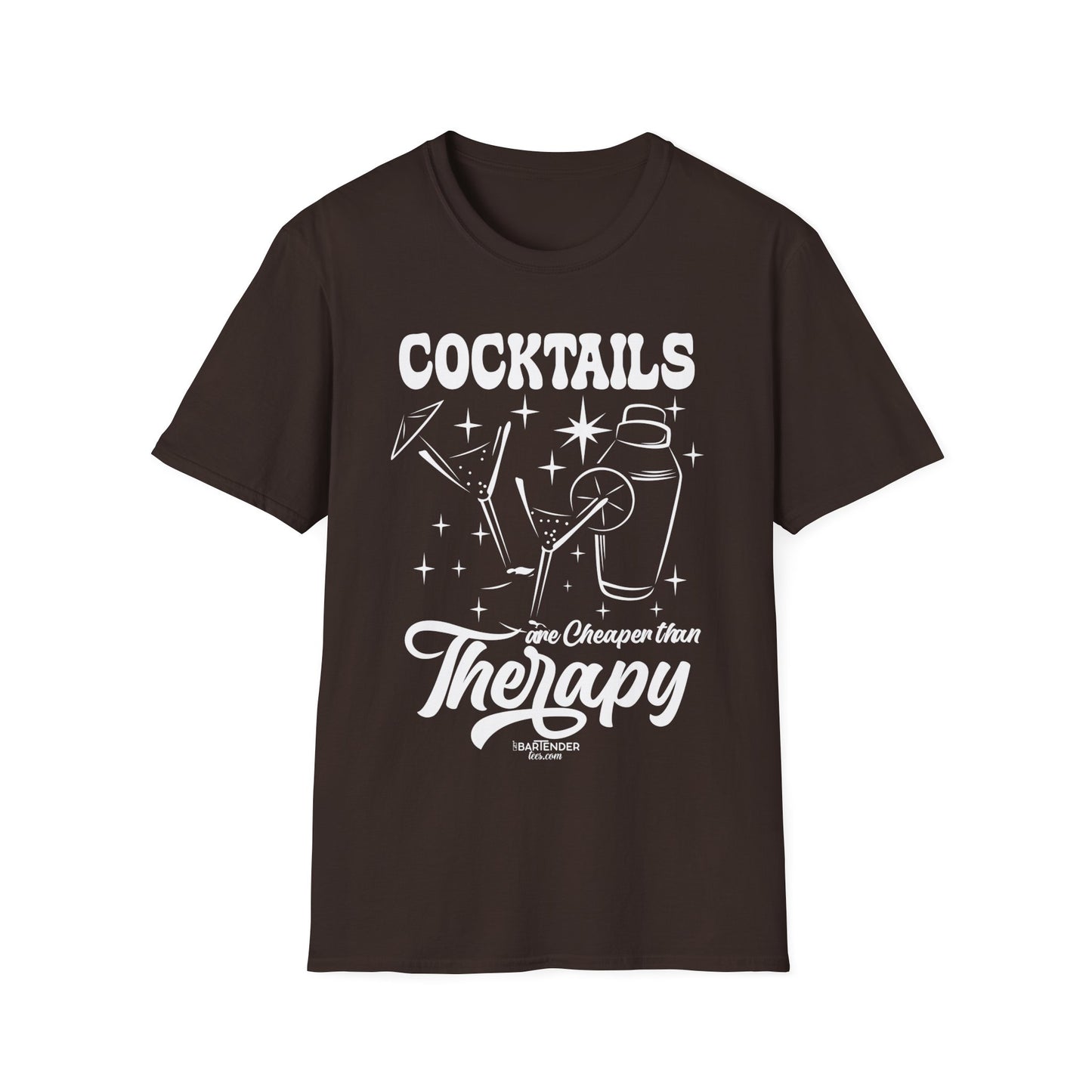 "Cocktails are cheaper than therapy" Men's Bartender Softstyle T-Shirt