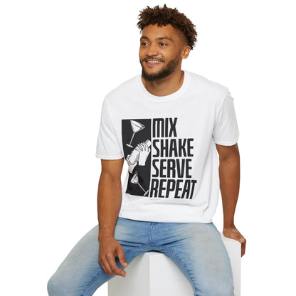 "Mix Shake Serve Repeat" Men's Bartender Tee