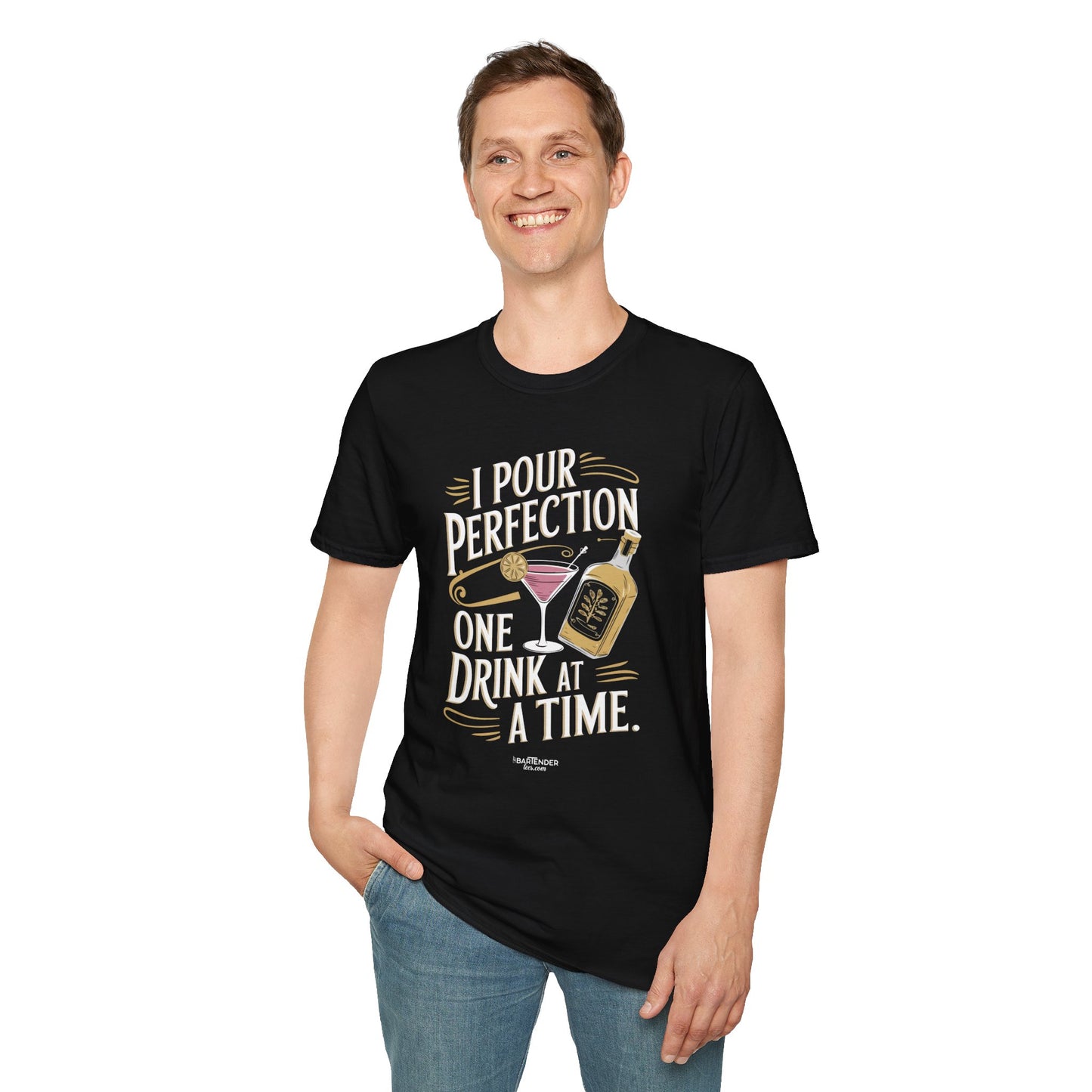 "I Pour Perfection One Drink at a Time" Bartender Tee