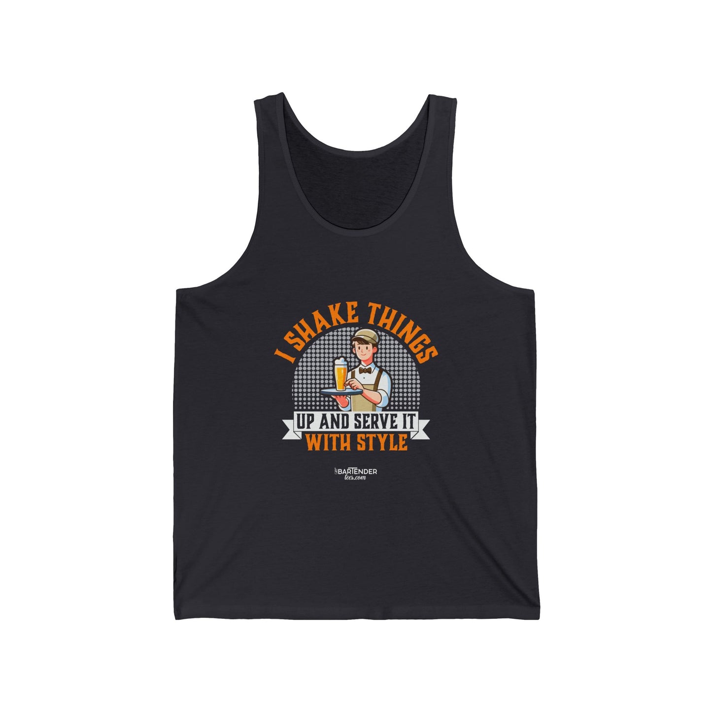 "I shake things up and serve it with style" Men’s Bartender Tank Top