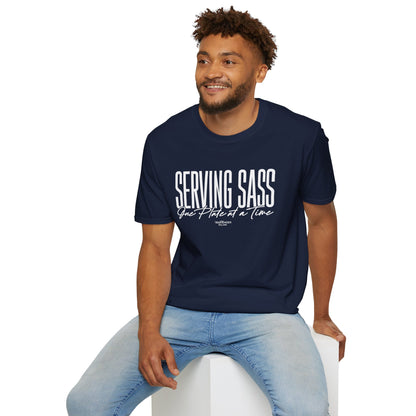 Serving Sass One Plate at a Time" Men's Bartender Tee