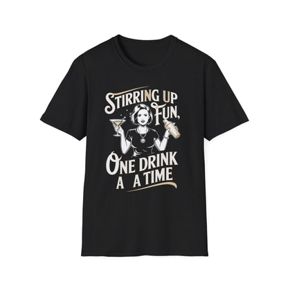 "Stirring Up Fun, One Drink at a Time" Softstyle T-Shirt