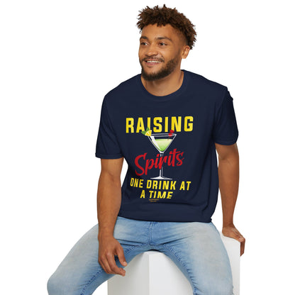 "Raising Spirits One Drink at a Time" Unisex Softstyle T-Shirt