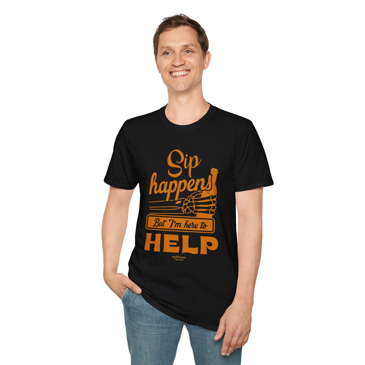 "Sip Happens But I'm Here to Help" Men's Bartender Tee