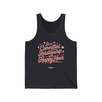 "In a committed relationship with happy hour" Men’s Bartender Tank Top